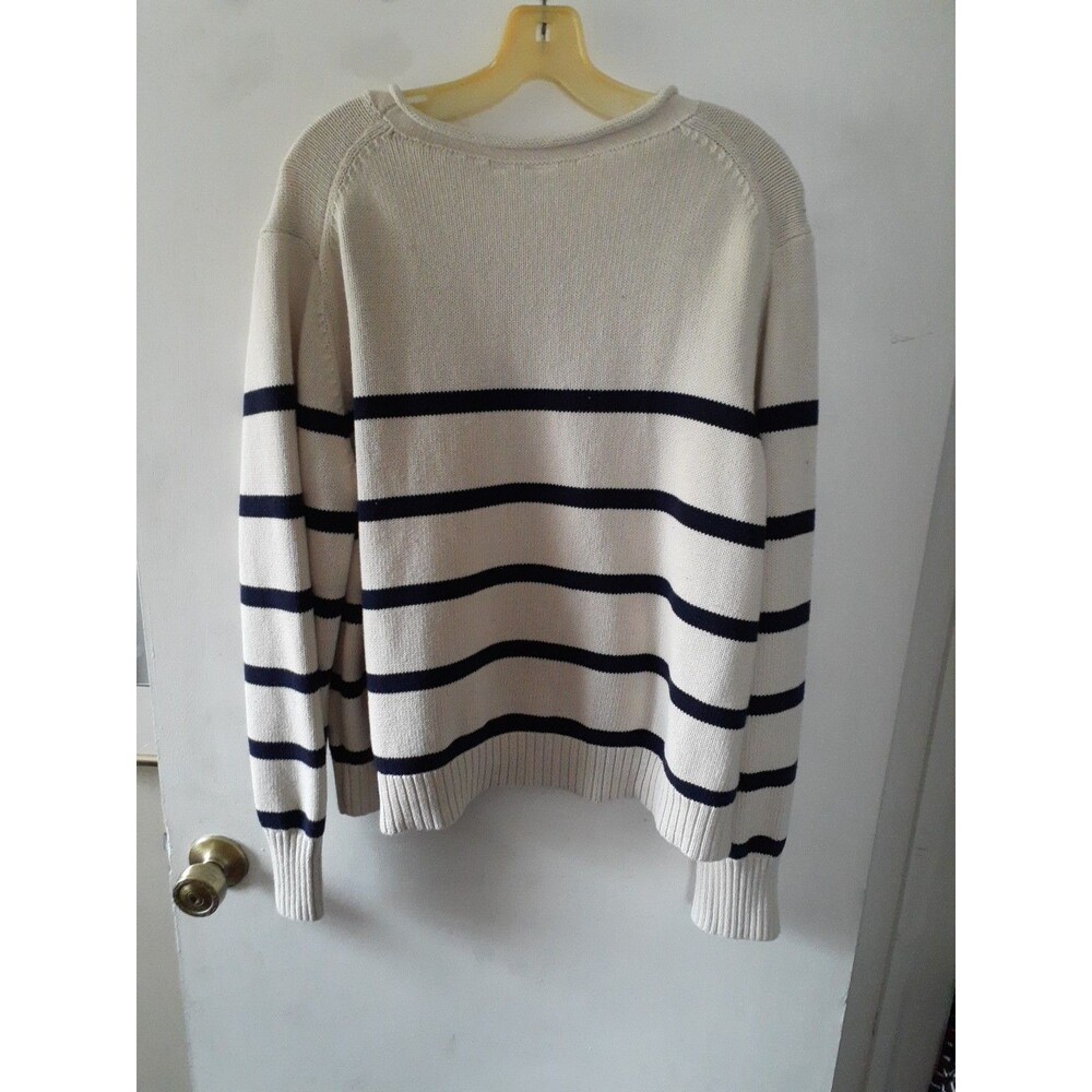 Gap Women's XXL Off White Navy Cotton Striped Sweater Preppy Nautical Look 2x - Picture 4 of 5